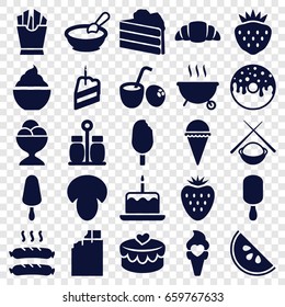 Tasty icons set. set of 25 tasty filled icons such as mushroom, porridge, cake with one candle, ice cream, ice cream on stick, french fries, donut, ice cream ball, milkshake