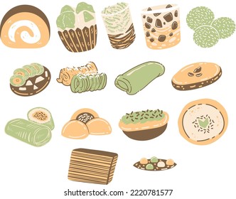 Tasty indonesian traditional street food illustration set