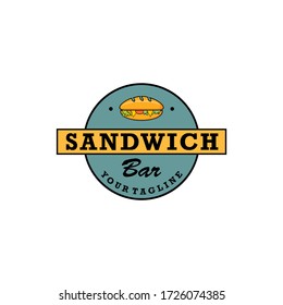 A tasty and inviting sandwich bar emblem logo design, featuring a fresh sandwich symbol. Ideal for cafes, delis, fast food shops, and healthy eating brands. Perfect for restaurant or food stall brand