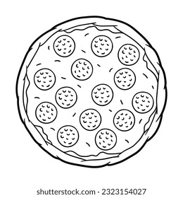 Tasty Italian pizza. Delicious fast food meal. Illustration for cafe menu.