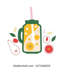 Leckere, abstrakte Vektorgrafik aus der Limonade. Saft einfach Symbol. Gesundes Frühstück