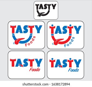 tasty logo food symbol custom red and blue (and black )option 