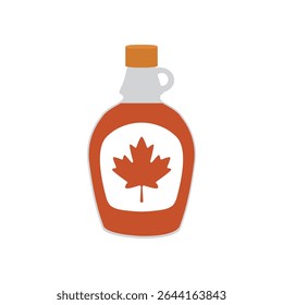 Tasty maple syrup. Ingredient for waffles, pancakes, breakfast. Cartoon vector illustration in flat style on white background.