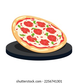 Tasty margarita pizza. Fast food Illustration. Vector EPS10