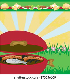 tasty meat on the grill - barbecue Party Invitation 