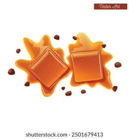 
tasty melting sweet caramel sweets vector toffee vector art