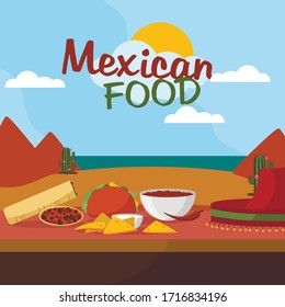 Tasty mexican food vector illustration consept in cartoon style. 