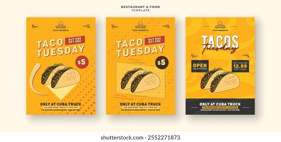 Tasty mexicano tacos pacote restaurante menu capa de banner de flyer de mídia social design