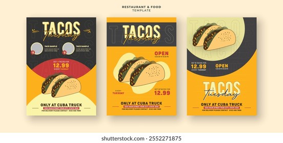 Tasty mexicano tacos pacote restaurante menu capa de banner de flyer de mídia social design