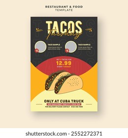 Tasty mexican tacos restaurant menu cover social media flyer banner design