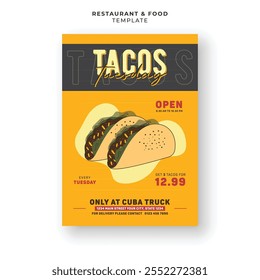Tasty mexican tacos restaurant menu cover social media flyer banner design