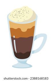 Tasty milk shake or natural smoothie for dieting and nutrition. Isolated creamy beverage in tall glass. Snack full in calories, frozen slash or blended juice liquid yogurt. Vector in flat style