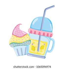tasty muffin sweet and smoothie beverage