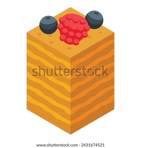 Tasty napoleon cake icon isometric vector. Tasty cafe bakery. Sweet cream