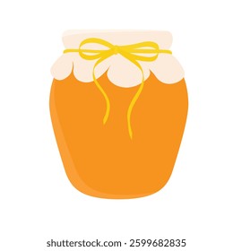 Tasty natural honey in glass jar isolated on white background. Vector