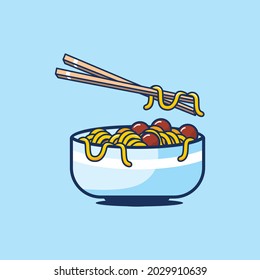 tasty noodle illustration vector cartoon