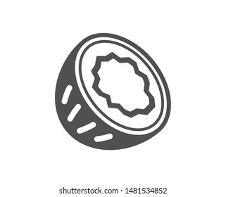 Tasty nut sign. Coconut icon. Vegan food symbol. Classic flat style. Simple coconut icon. Vector