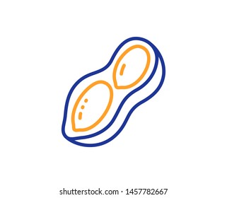 Tasty nut sign. Peanut line icon. Vegan food symbol. Colorful outline concept. Blue and orange thin line peanut icon. Vector