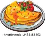 tasty omlette egg vector illustration