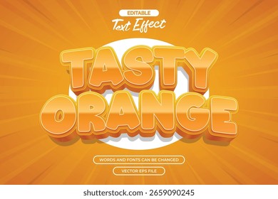 Sabroso efecto de texto editable naranja con estilo de dibujos animados y con fondo cómico