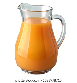 Tasty orange juice in jug isolated on a  white background. Vector illustration.