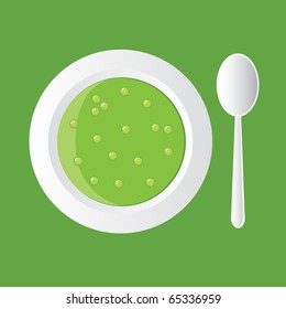 tasty pea soup in white bowl