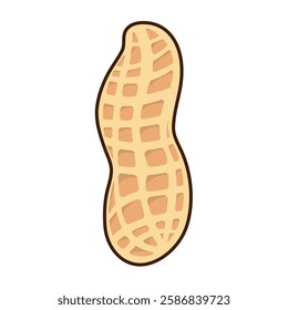 Tasty peanut isolated on white background, flat style vector illustration.