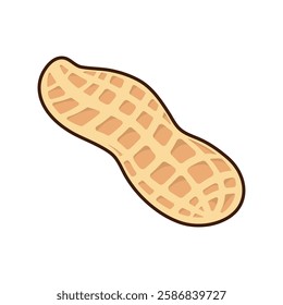 Tasty peanut isolated on white background, flat style vector illustration.