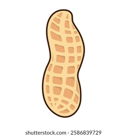 Tasty peanut isolated on white background, flat style vector illustration.