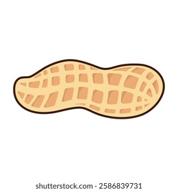 Tasty peanut isolated on white background, flat style vector illustration.