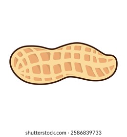 Tasty peanut isolated on white background, flat style vector illustration.