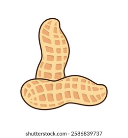 Tasty peanut isolated on white background, flat style vector illustration.