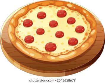 Uma deliciosa pizza de pepperoni com queijo e crosta