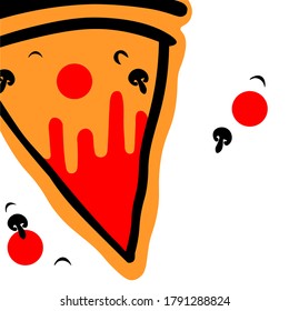 Tasty pepperoni pizza and cooking ingredients tomatoes basil on black concrete background. Top view of hot pepperoni pizza. With copy space for text. Flat lay. Banner