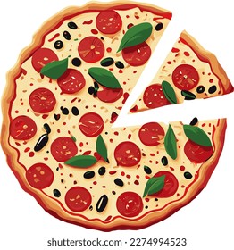 Tasty pepperoni pizza no background. isolated