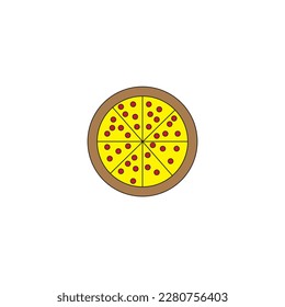 Tasty pepperoni pizza.Top view of pizza.Vector illustration.Editable