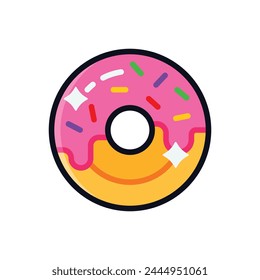 Tasty Pink Donut Vector Icon