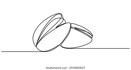 Tasty Pistachio Drawing, Organic pistachios in the sun,Healthy food and snack background, pistachio continuous one line drawing, Bowl of pistachio nuts, Nuts Line Icon, Outline pro Vector Symbol.