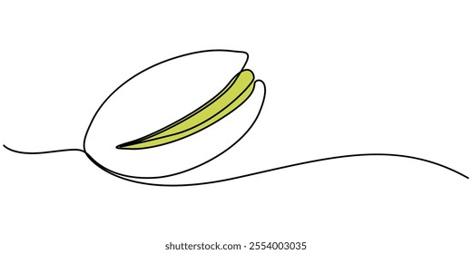 Tasty Pistachio Drawing, Organic pistachios in the sun,Healthy food and snack background, pistachio continuous one line drawing, Bowl of pistachio nuts, Nuts Line Icon, Outline pro Vector Symbol.