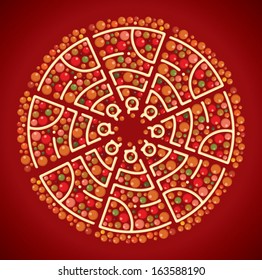 Tasty pizza banner and emblem, pizza labels 