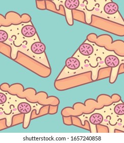 tasty pizza character menu restaurant cartoon food cute vector illustration