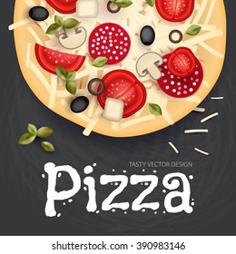 Tasty Pizza. Fast Food Background. Vector illustration