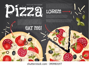 Tasty Pizza. Fast Food Background. Vector illustration