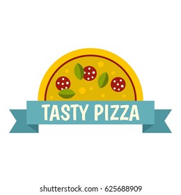 Tasty pizza label icon flat isolated on white background vector illustration