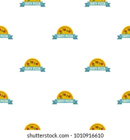Tasty pizza label pattern seamless flat style for web vector illustration