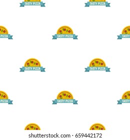 Tasty pizza label pattern seamless flat style for web vector illustration