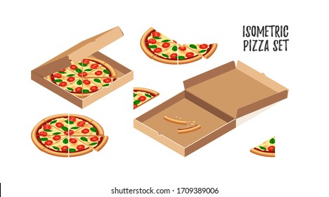 Spicy Bacon Pizza Realistic Cardboard Box Stock Vector (Royalty