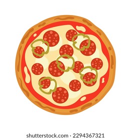 Tasty pizza with pepperoni. Vector illustration