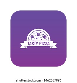 Tasty pizza sign icon digital purple for any design isolated on white vector illustration
