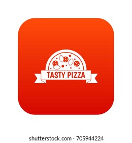 Tasty pizza sign icon digital red for any design isolated on white vector illustration